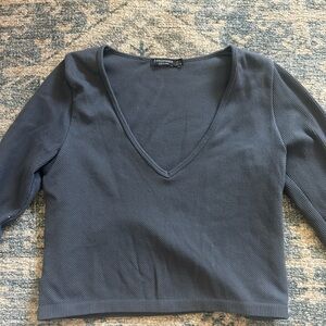 Elegant Deep V-Neck Gray Top